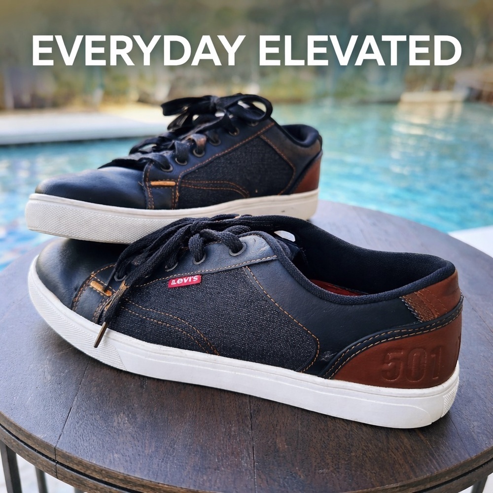 Levi’s 501 Men’s Sneakers Size 9.5 Denim Leather Casual Lace-Up Shoes